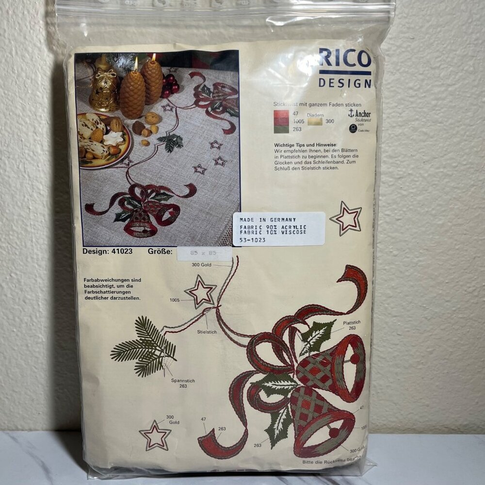 Vintage Rico Design Christmas Holiday Tablecloth Embroidery Kit